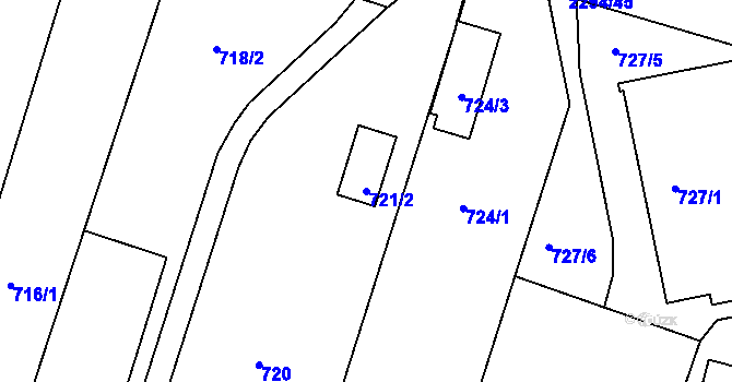 Parcela st. 721/2 v KÚ Velká Bíteš, Katastrální mapa