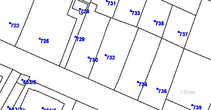 Parcela st. 732 v KÚ Velká Bíteš, Katastrální mapa