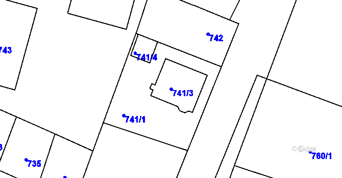 Parcela st. 741/3 v KÚ Velká Bíteš, Katastrální mapa