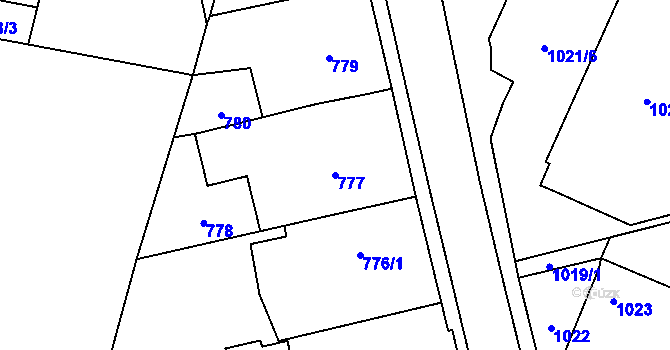 Parcela st. 777 v KÚ Velká Bíteš, Katastrální mapa