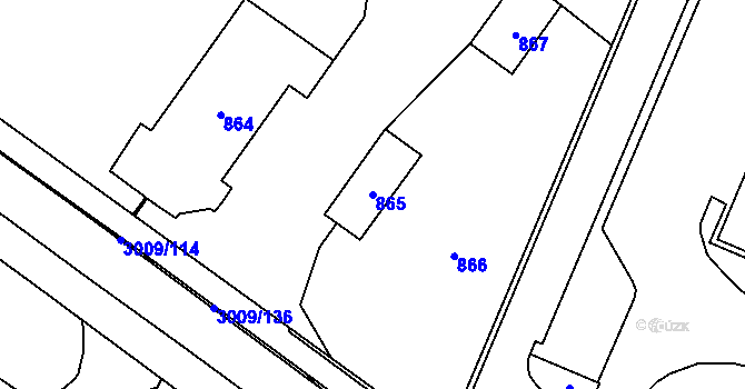 Parcela st. 865 v KÚ Velká Bíteš, Katastrální mapa