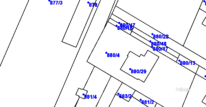 Parcela st. 880/3 v KÚ Velká Bíteš, Katastrální mapa