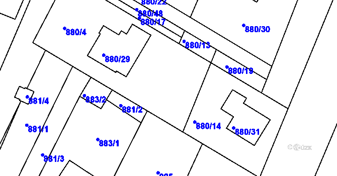 Parcela st. 880/5 v KÚ Velká Bíteš, Katastrální mapa