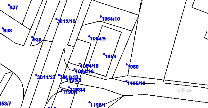 Parcela st. 1059 v KÚ Velká Bíteš, Katastrální mapa