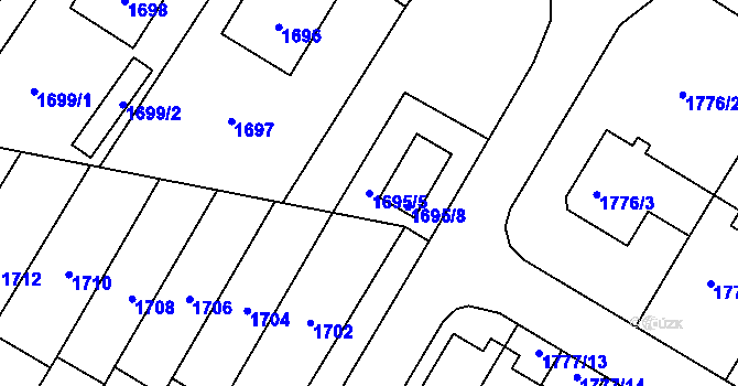 Parcela st. 1695/5 v KÚ Velká Bíteš, Katastrální mapa