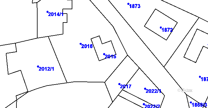 Parcela st. 2015 v KÚ Velká Bíteš, Katastrální mapa