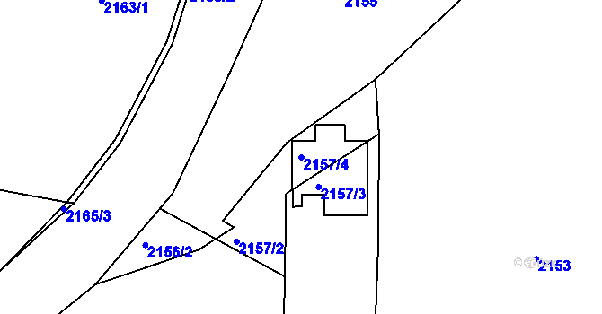 Parcela st. 2157/4 v KÚ Velká Bíteš, Katastrální mapa