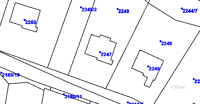 Parcela st. 2247 v KÚ Velká Bíteš, Katastrální mapa
