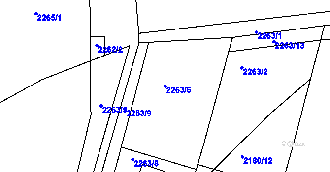 Parcela st. 2263/6 v KÚ Velká Bíteš, Katastrální mapa