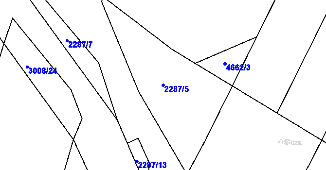 Parcela st. 2287/5 v KÚ Velká Bíteš, Katastrální mapa