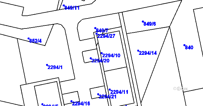 Parcela st. 2294/10 v KÚ Velká Bíteš, Katastrální mapa
