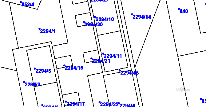 Parcela st. 2294/11 v KÚ Velká Bíteš, Katastrální mapa