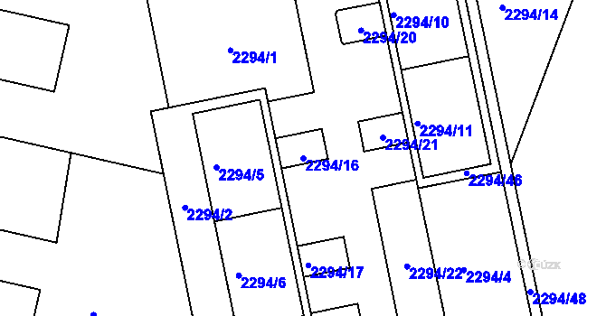 Parcela st. 2294/16 v KÚ Velká Bíteš, Katastrální mapa