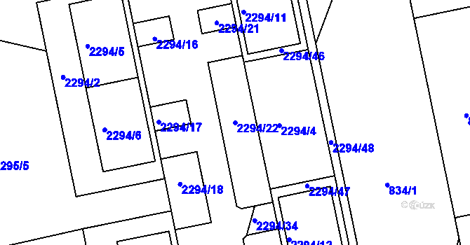 Parcela st. 2294/22 v KÚ Velká Bíteš, Katastrální mapa