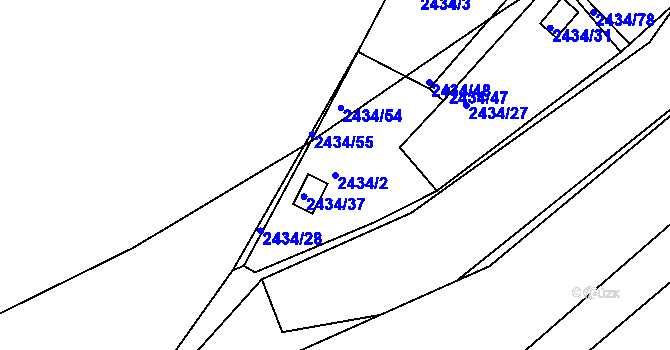 Parcela st. 2434/2 v KÚ Velká Bíteš, Katastrální mapa