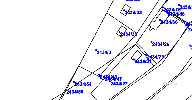 Parcela st. 2434/3 v KÚ Velká Bíteš, Katastrální mapa