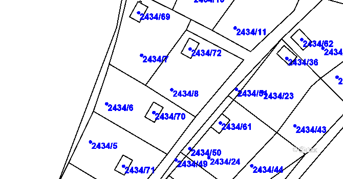 Parcela st. 2434/8 v KÚ Velká Bíteš, Katastrální mapa