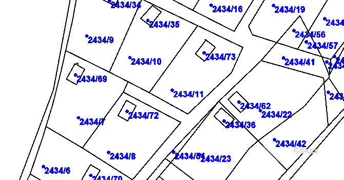 Parcela st. 2434/11 v KÚ Velká Bíteš, Katastrální mapa