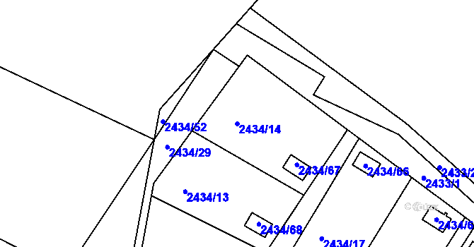 Parcela st. 2434/14 v KÚ Velká Bíteš, Katastrální mapa