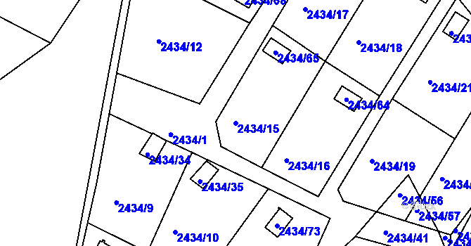 Parcela st. 2434/15 v KÚ Velká Bíteš, Katastrální mapa