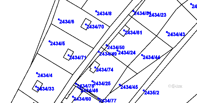 Parcela st. 2434/49 v KÚ Velká Bíteš, Katastrální mapa