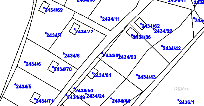 Parcela st. 2434/51 v KÚ Velká Bíteš, Katastrální mapa