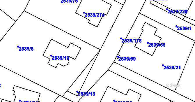 Parcela st. 2539/11 v KÚ Velká Bíteš, Katastrální mapa