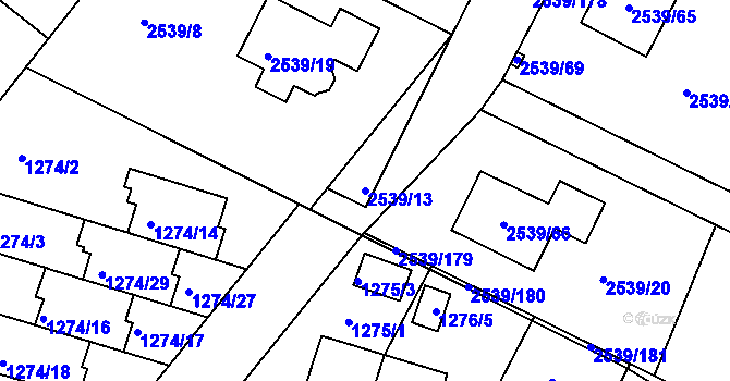 Parcela st. 2539/13 v KÚ Velká Bíteš, Katastrální mapa