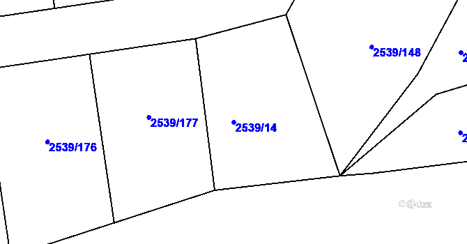 Parcela st. 2539/14 v KÚ Velká Bíteš, Katastrální mapa