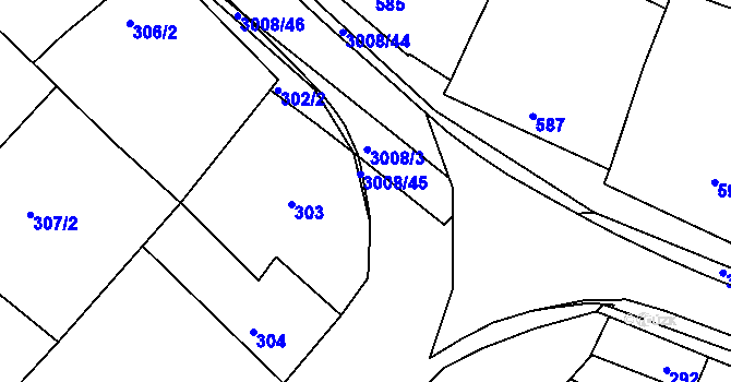 Parcela st. 3008/4 v KÚ Velká Bíteš, Katastrální mapa