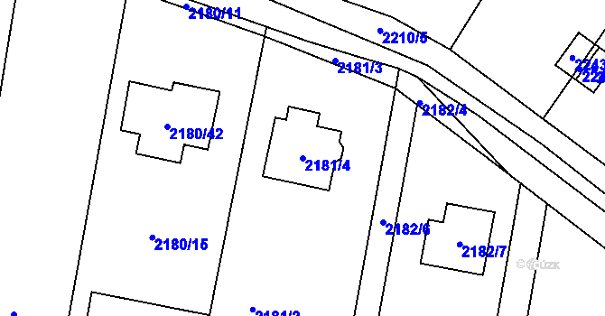 Parcela st. 2181/4 v KÚ Velká Bíteš, Katastrální mapa