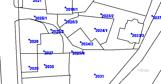 Parcela st. 2024/2 v KÚ Velká Bíteš, Katastrální mapa