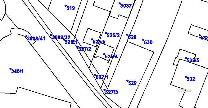 Parcela st. 525/4 v KÚ Velká Bíteš, Katastrální mapa