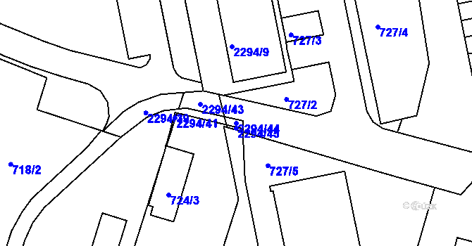 Parcela st. 2294/44 v KÚ Velká Bíteš, Katastrální mapa
