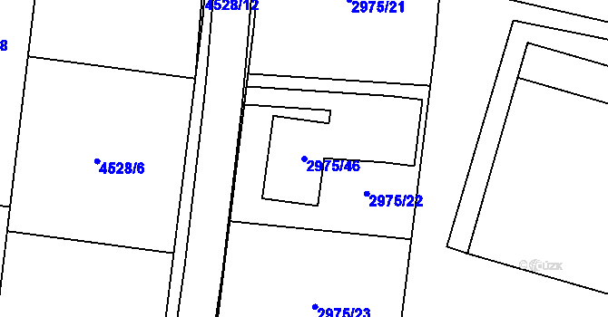 Parcela st. 2975/46 v KÚ Velká Bíteš, Katastrální mapa