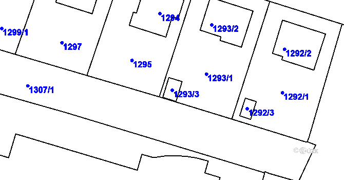 Parcela st. 1293/3 v KÚ Velká Bíteš, Katastrální mapa