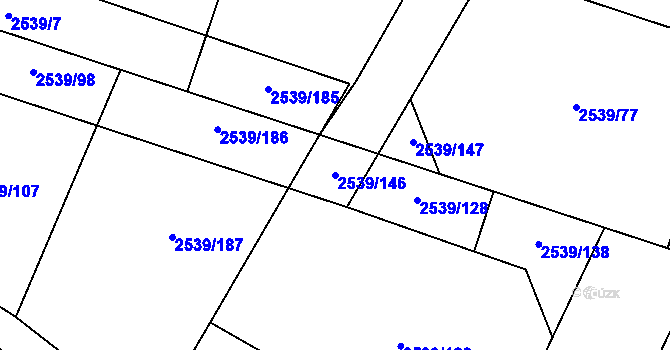 Parcela st. 2539/146 v KÚ Velká Bíteš, Katastrální mapa