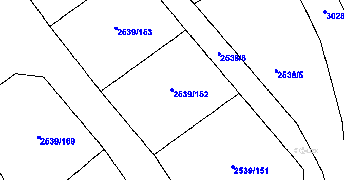 Parcela st. 2539/152 v KÚ Velká Bíteš, Katastrální mapa