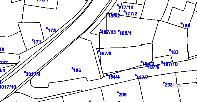 Parcela st. 187/8 v KÚ Velká Bíteš, Katastrální mapa