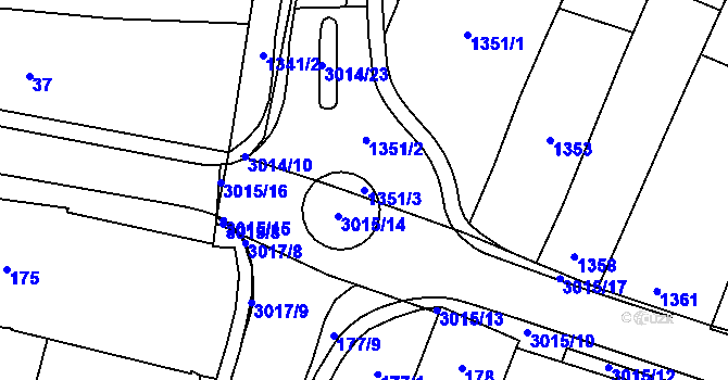 Parcela st. 1351/3 v KÚ Velká Bíteš, Katastrální mapa