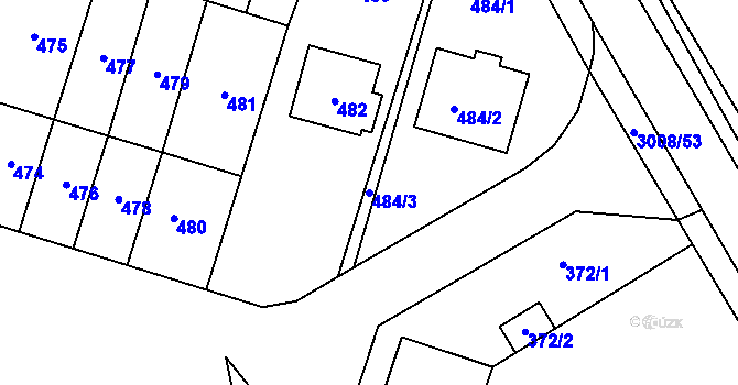 Parcela st. 484/3 v KÚ Velká Bíteš, Katastrální mapa