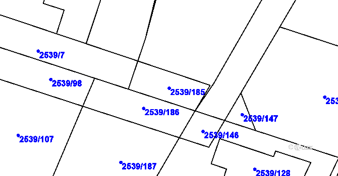 Parcela st. 2539/185 v KÚ Velká Bíteš, Katastrální mapa