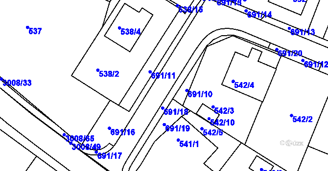 Parcela st. 540/3 v KÚ Velká Bíteš, Katastrální mapa