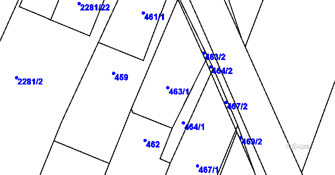 Parcela st. 463/1 v KÚ Velká Bíteš, Katastrální mapa