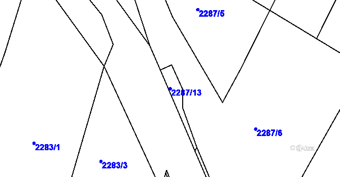 Parcela st. 2287/13 v KÚ Velká Bíteš, Katastrální mapa