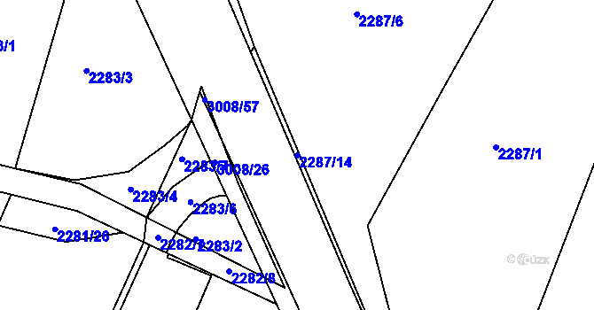 Parcela st. 2287/14 v KÚ Velká Bíteš, Katastrální mapa