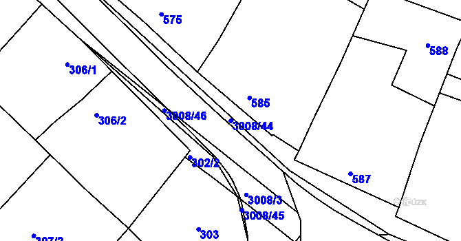 Parcela st. 3008/44 v KÚ Velká Bíteš, Katastrální mapa