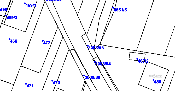 Parcela st. 3008/55 v KÚ Velká Bíteš, Katastrální mapa