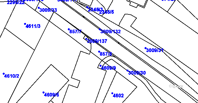 Parcela st. 857/8 v KÚ Velká Bíteš, Katastrální mapa