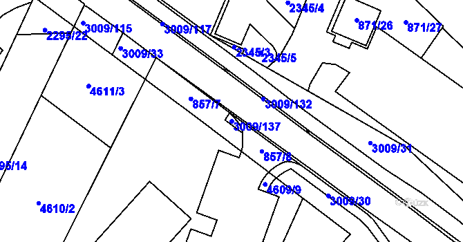 Parcela st. 3009/137 v KÚ Velká Bíteš, Katastrální mapa